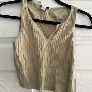 Topshop Cream Ribbed Tank Top